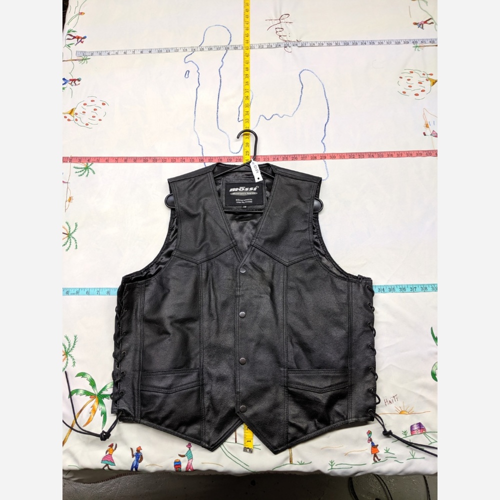Men's Size 48 Mossi Genuine Leather Biker Vest Wai